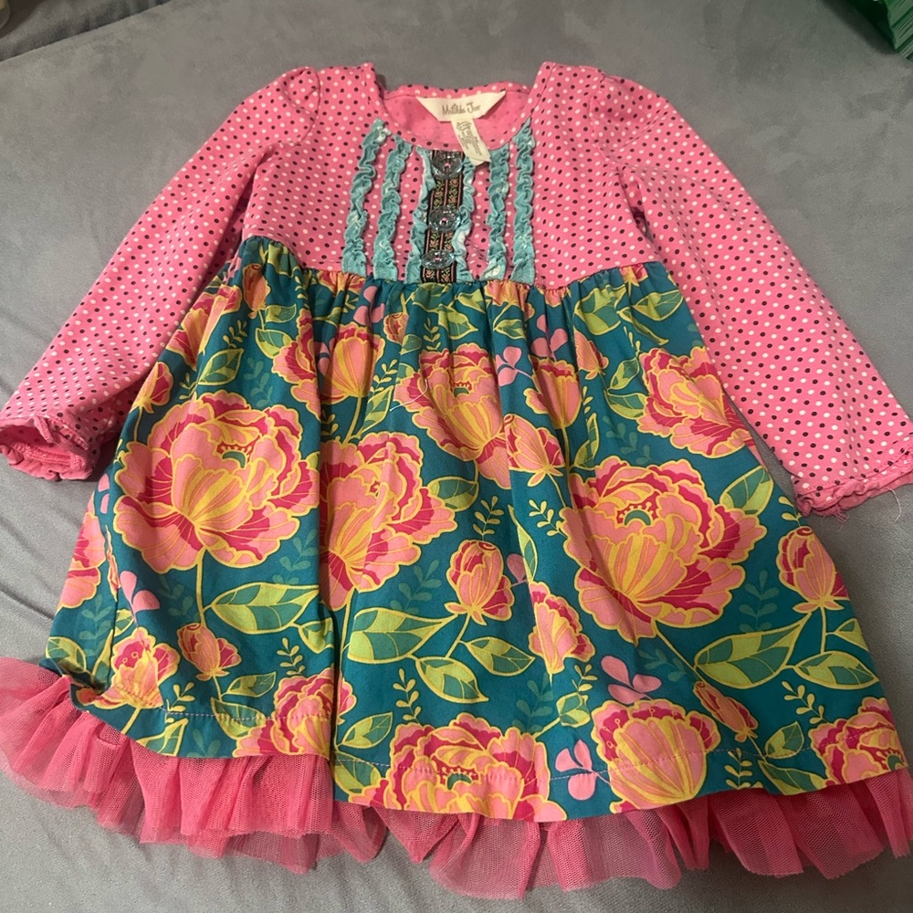 Matilda Jane Pink and Blue Floral Kids Dress